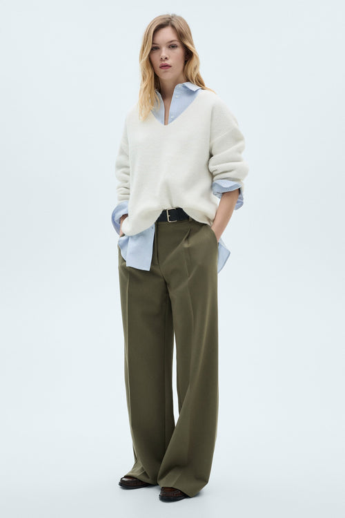 Pull col V Blanc - MANGO