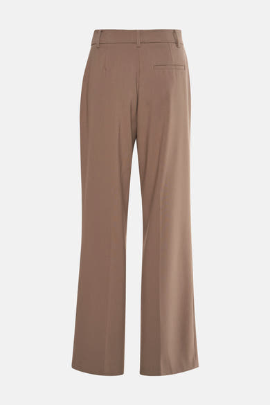 Bruine broek van MANGO, met een paspelzak achter en een losse pasvorm.
