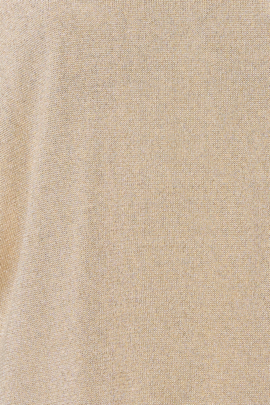Golden short-sleeve t-shirt with fine knit texture, close-up view showing subtle sheen and even stitching.