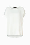 Ecru T-shirt met korte mouwen van MORE & MORE, losse pasvorm op een witte achtergrond.