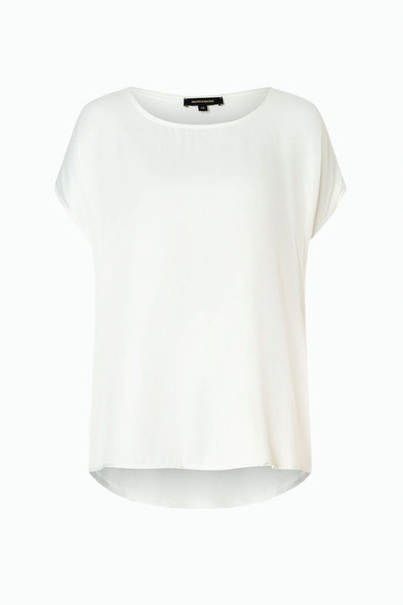 Ecru T-shirt met korte mouwen van MORE & MORE, losse pasvorm op een witte achtergrond.
