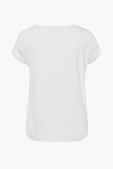 Top écru uni de More & More, avec des manches courtes et une coupe simple.