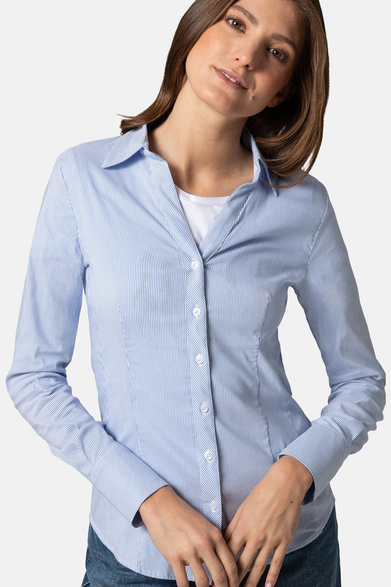 Blouse met lange mouwen - Blauw