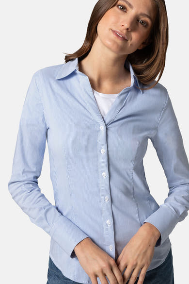 Blouse met lange mouwen - Blauw