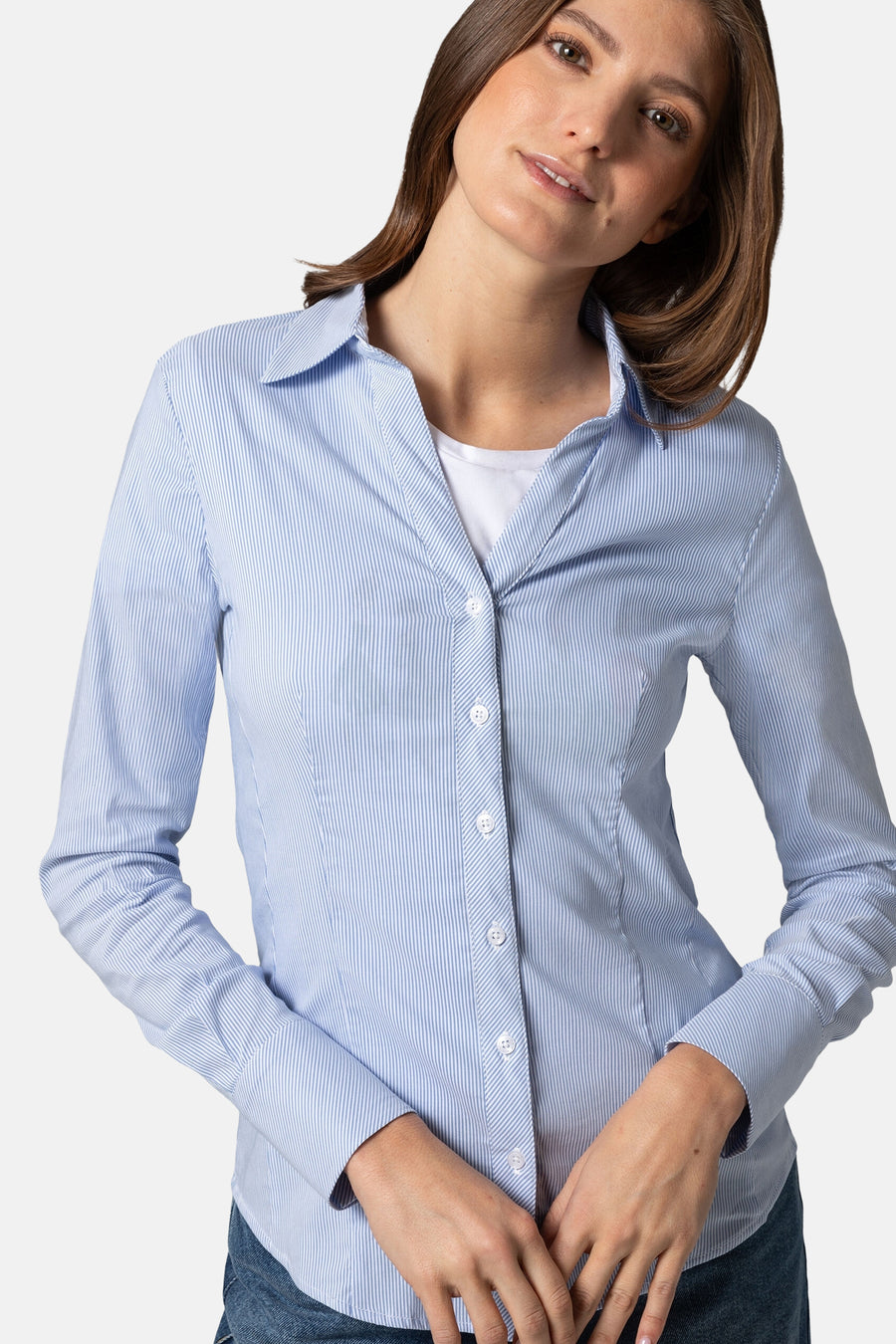 Blouse met lange mouwen - Blauw