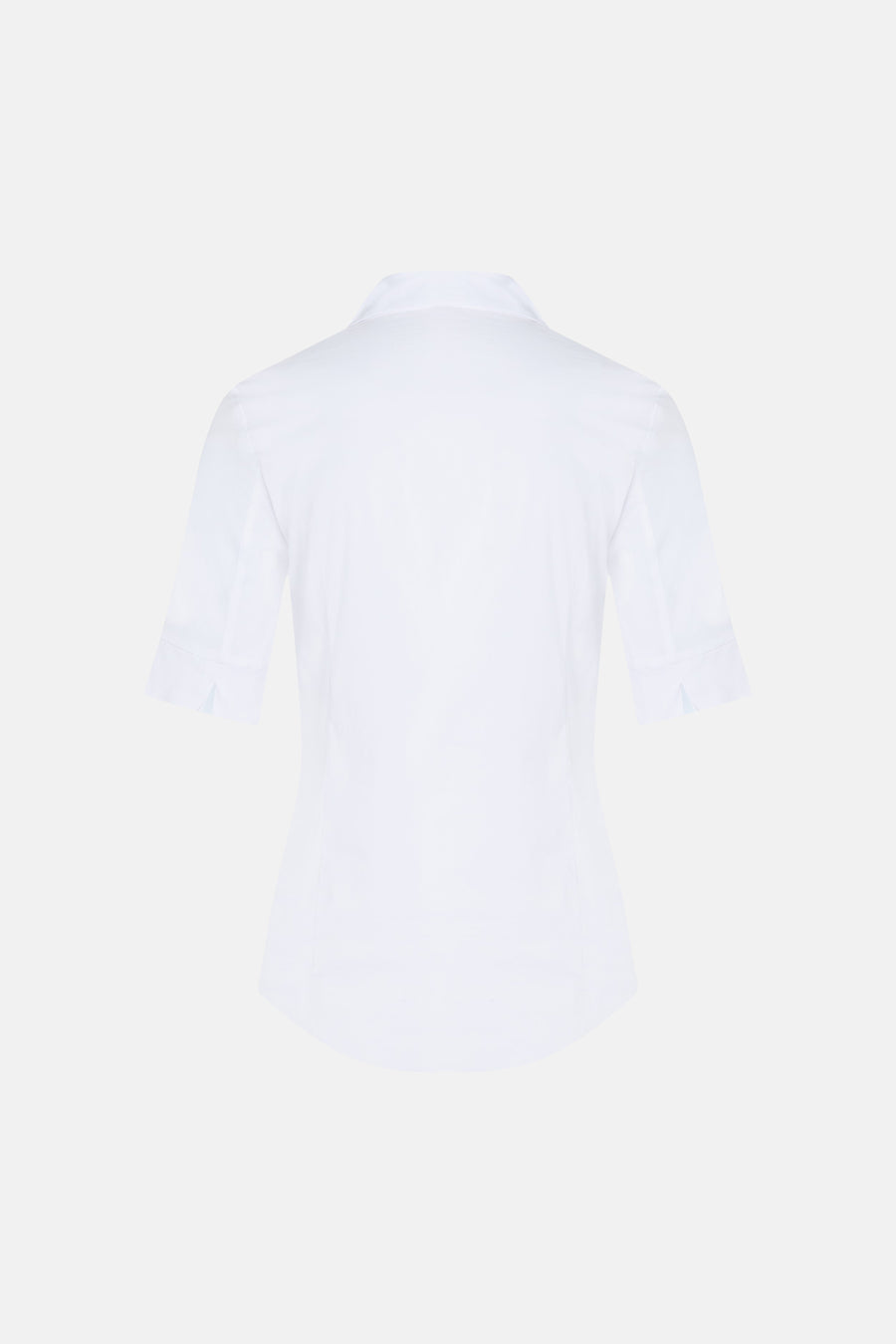 Wit MORE & MORE blouse met 3/4 mouwen en klassieke kraag, achterzijde.