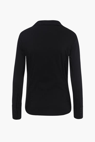 Chemise à manches longues noire de MORE & MORE, vue de dos avec boutons aux poignets.