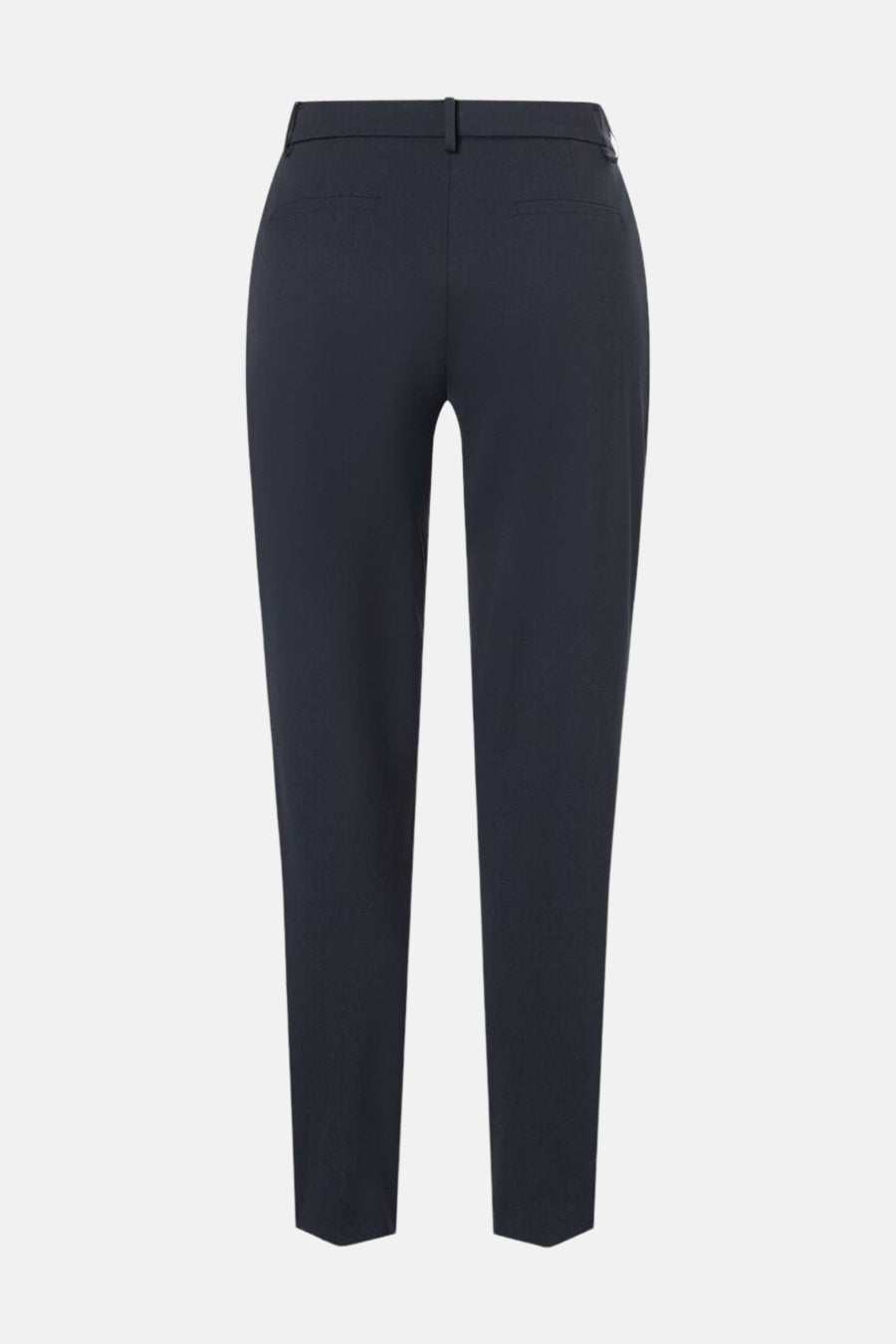 Marineblauwe pantalon van MORE & MORE, taps toelopende pasvorm en achtergezicht.