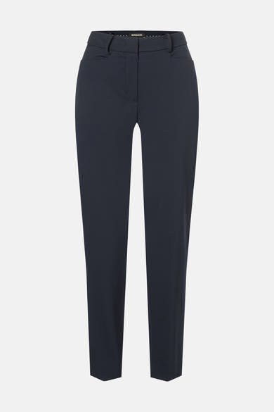 Pantalon de costume bleu par MORE & MORE, coupe droite, sur fond blanc.
