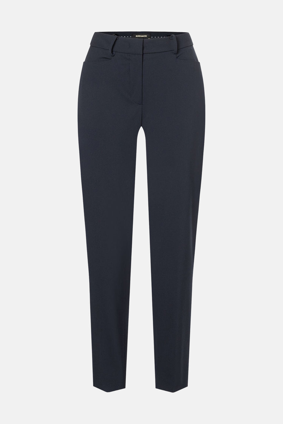 Pantalon de costume bleu par MORE & MORE, coupe droite, sur fond blanc.
