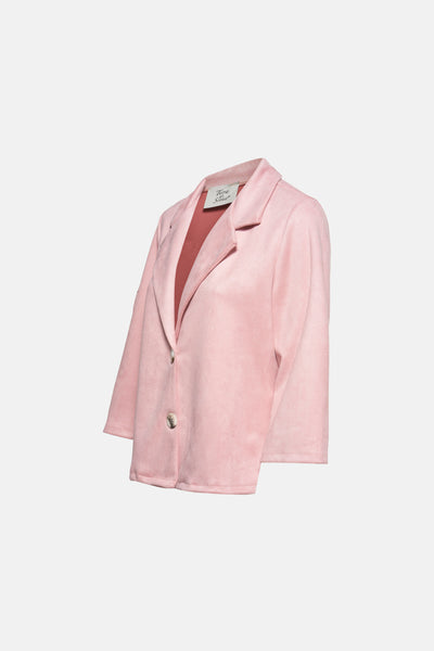 Veste courte rose de Terra di Siena avec un bouton et des manches trois-quarts.
