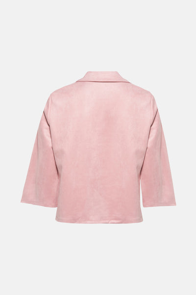 Veste courte rose de Terra di Siena, avec des manches trois-quarts et une texture douce, vue de dos.
