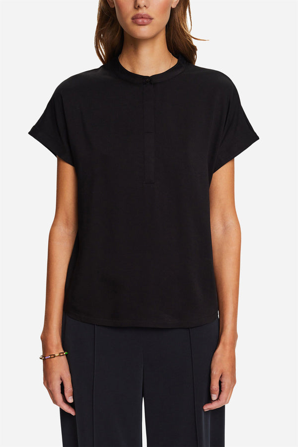 Top uni manches courtes Noir - Esprit