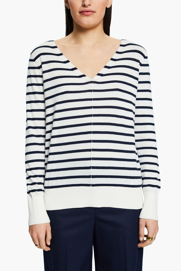 Pull col V Blanc - Esprit