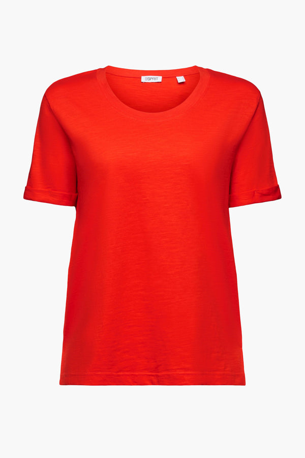 Top uni manches courtes Rouge - Esprit