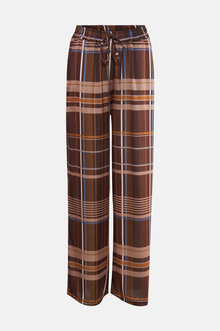 Multikleurige broek van Terra di Siena met ruitpatroon en trekkoord in de taille.