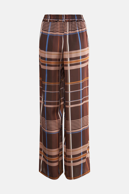 Multikleurige broek van Terra di Siena, geruit met elastische taille en losse pasvorm.