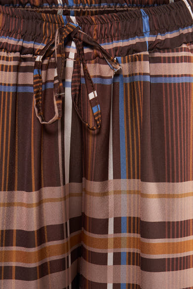 Pantalon multicolore de Terra di Siena avec motif à carreaux et cordon de serrage à la taille.