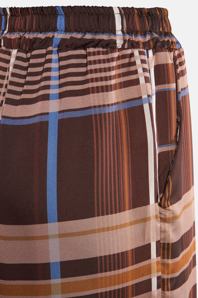 Pantalon multicolore, Terra di Siena, à motif à carreaux, avec taille élastiquée et poche latérale.