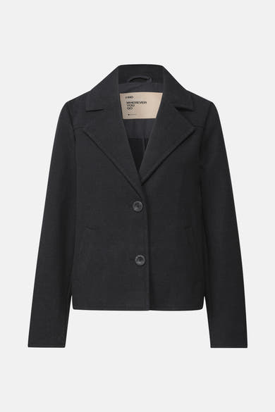 Kort blauw jasje van STREET ONE, met reverskraag en knoopsluiting.