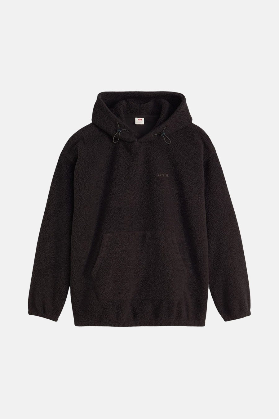 Zwarte hoodie van Levi's in bouclé-stof, met trekkoord en kangoeroezak.