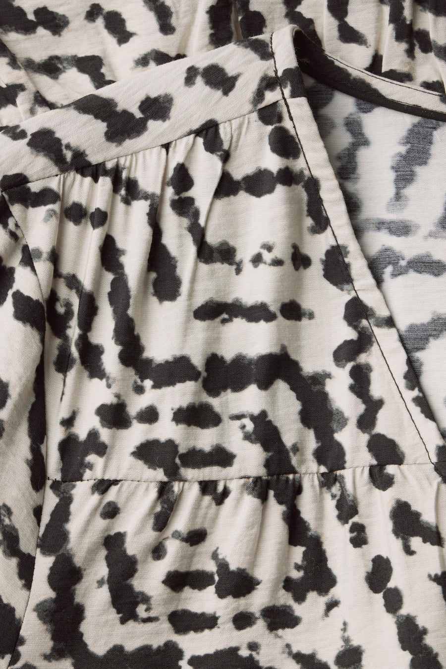 Multikleurenjurk van STREET ONE, wazig dierenprint, gerimpelde taille.