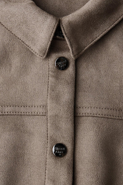 Beige jurk van STREET ONE met knoopsluiting en stikseldetails.