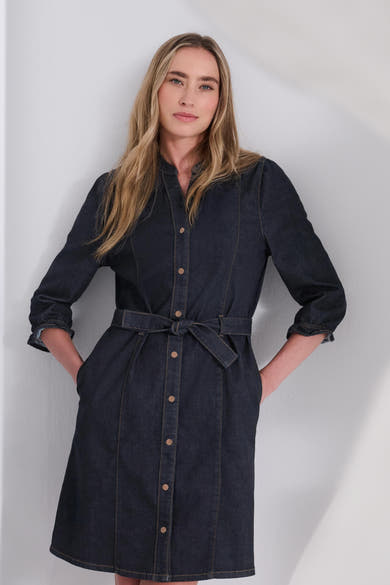Kleedje met lange mouwen - dark blue denim