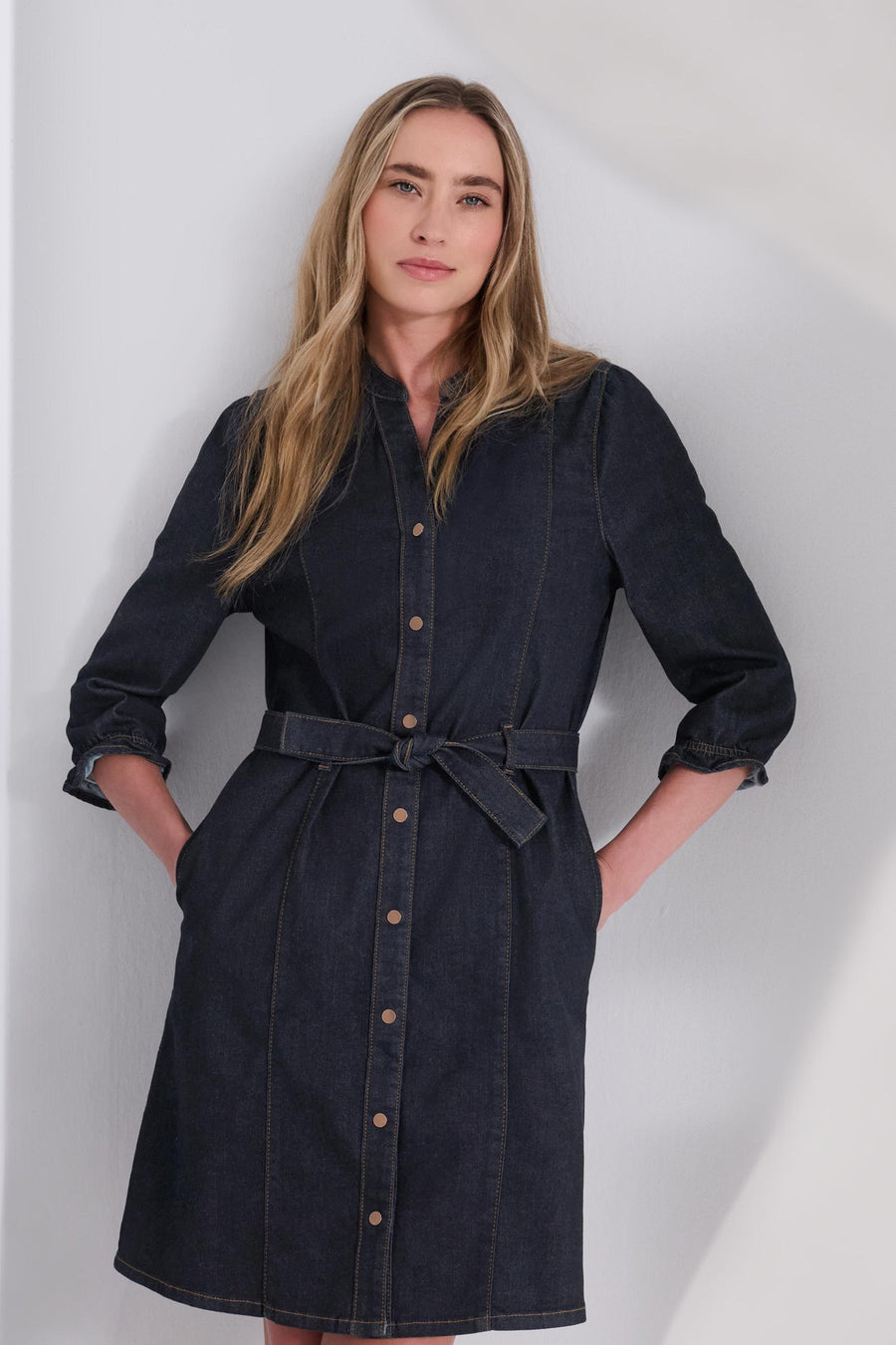Kleedje met lange mouwen - dark blue denim