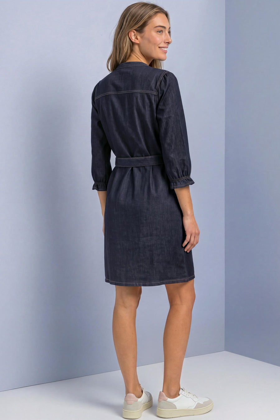 Kleedje met lange mouwen - dark blue denim