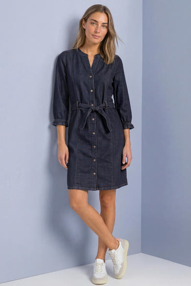 Kleedje met lange mouwen - dark blue denim