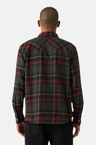 Multikleuren overhemd met lange mouwen van Levi's®, geruit in groen, rood, blauw en geel, van achteren gezien.