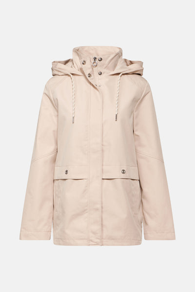 Veste de pluie beige de STREET ONE avec capuche et poches à rabat.