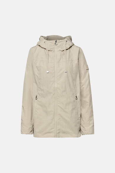 Veste courte beige de chez STREET ONE, avec capuche et fermeture éclair complète.