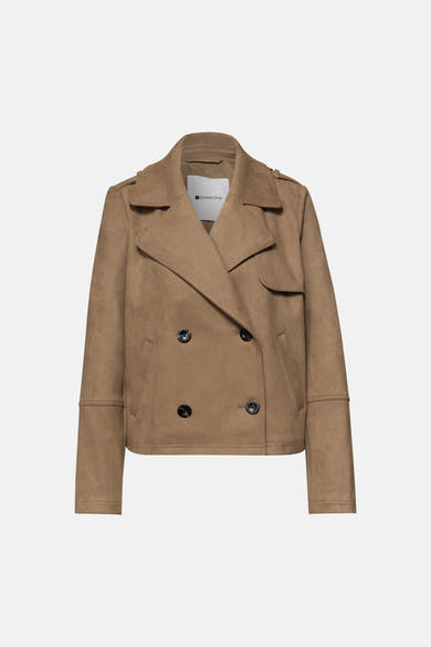 Veste courte couleur cognac par Street One, à double boutonnage avec des revers crantés.
