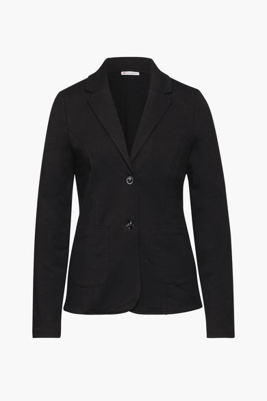 Blazer noir de Street One avec fermeture à deux boutons et poches plaquées.