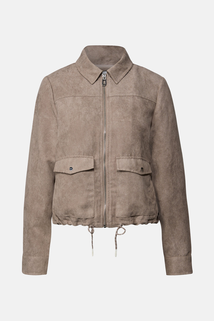 Korte bruine corduroy jas van Street One, met ritssluiting en klepzakken.