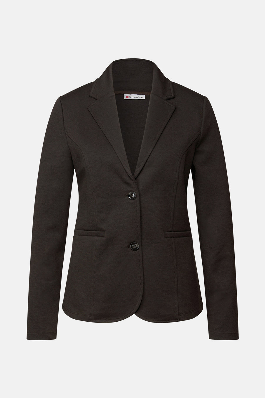 Bruine blazer van Street One, met een reverskraag en knoopsluiting.