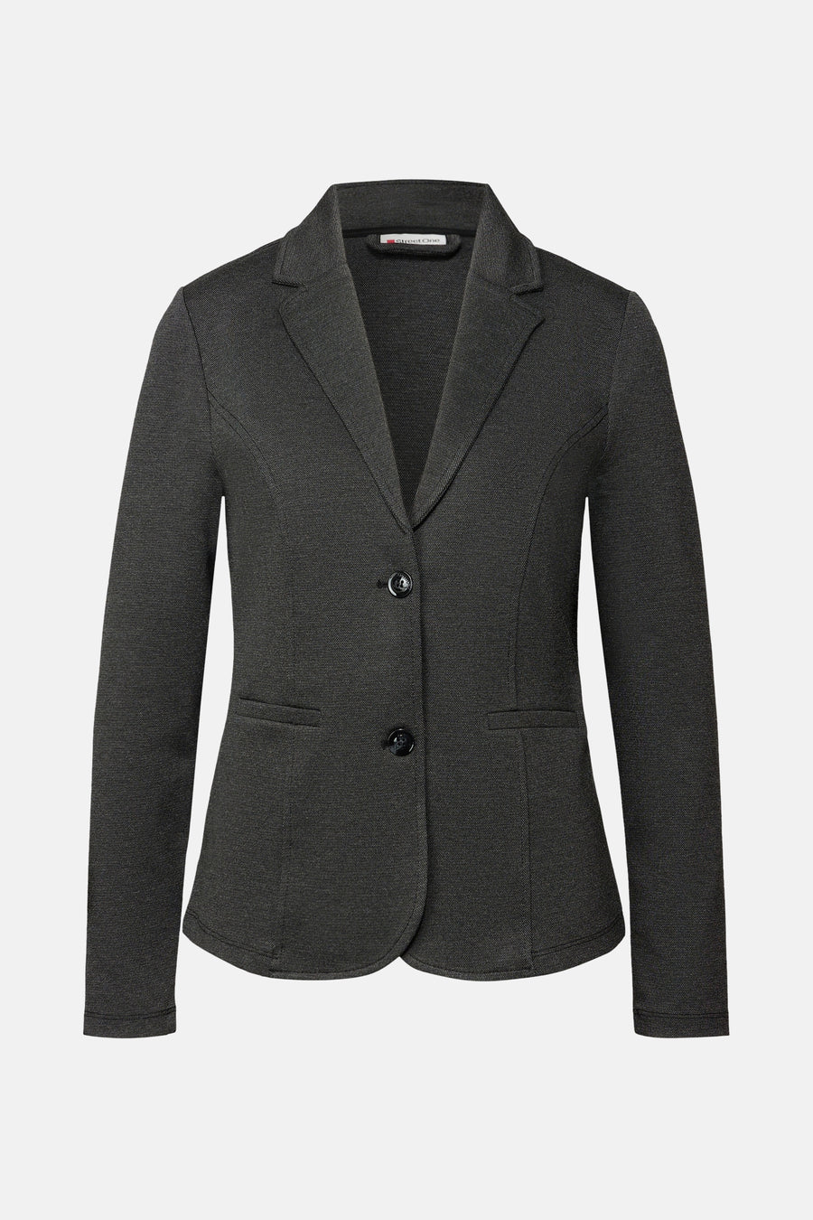 Zwarte blazer van Street One met twee knopen, paspelzak en getailleerde pasvorm.