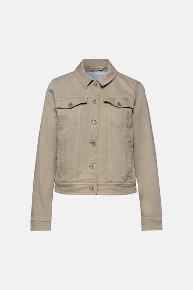 Beige spijkerjasje van STREET ONE, met zilverkleurige knopen, borstzakken met klep en zijzakken.