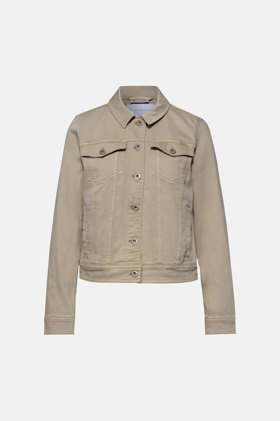 Beige spijkerjasje van STREET ONE, met zilverkleurige knopen, borstzakken met klep en zijzakken.