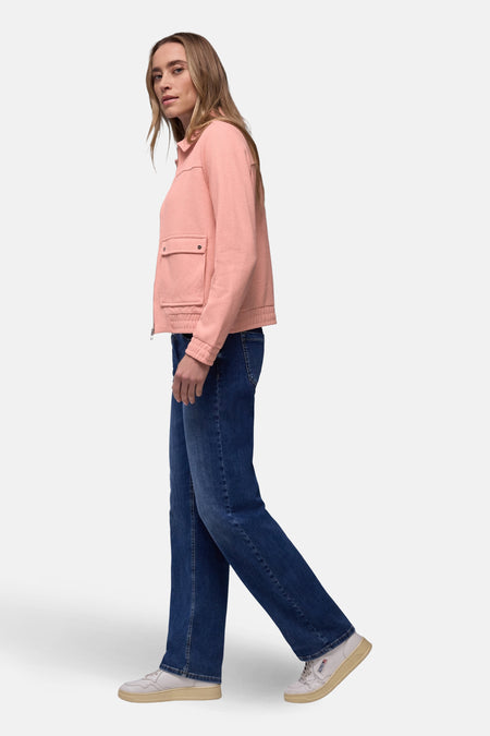 Veste courte rose de STREET ONE, avec poches plaquées et en denim bleu.