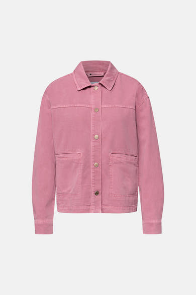 Roze spijkergilet van STREET ONE met gouden knopen en opgestikte zakken.