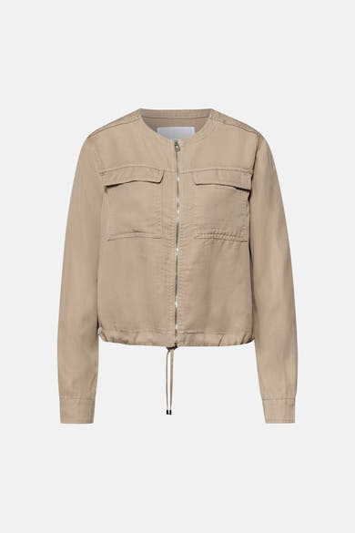 Beige overhemd met lange mouwen van Street One met borstzakken met rits en trekkoord.