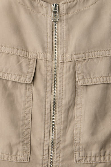 Beige overhemd met lange mouwen van STREET ONE met ritssluiting en klepzakken.