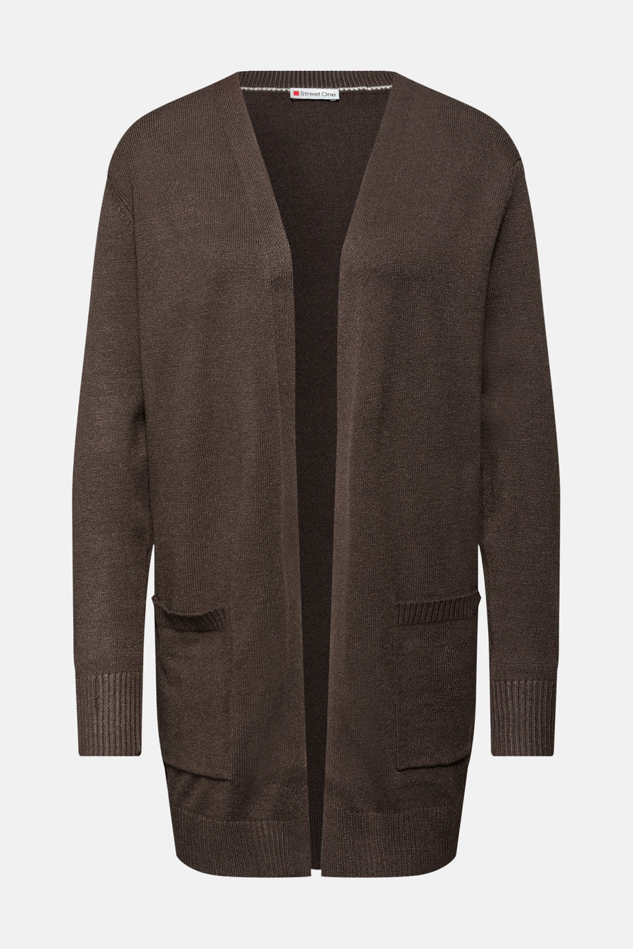Bruin gilet van STREET ONE, met opgestikte zakken en een gebreide textuur.