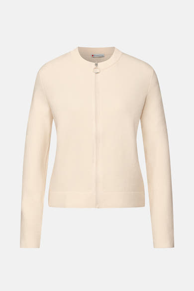 Ecru vest met rits van Street One, met een zilverkleurige ritssluiting en een casual stijl.
