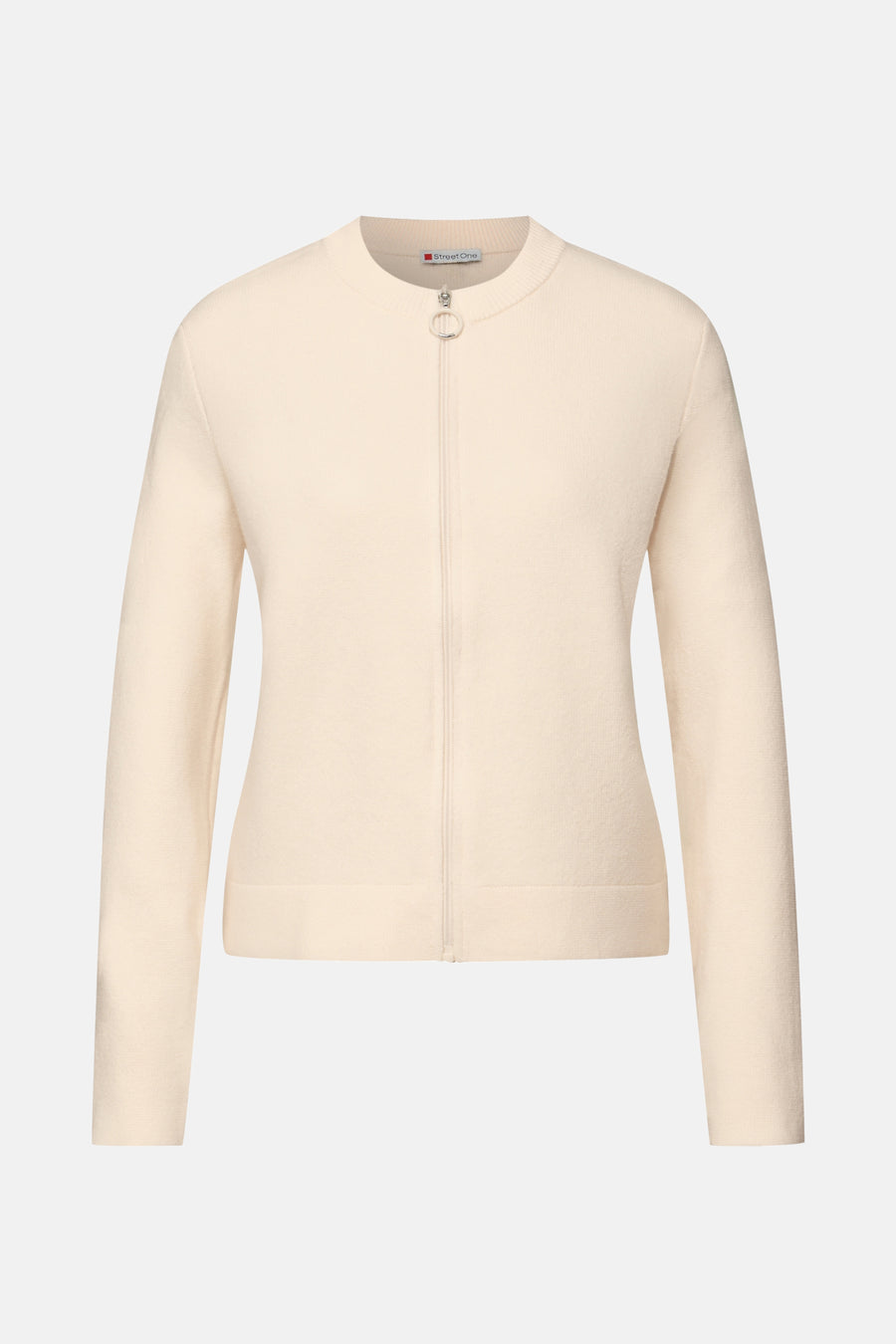 Ecru vest met rits van Street One, met een zilverkleurige ritssluiting en een casual stijl.