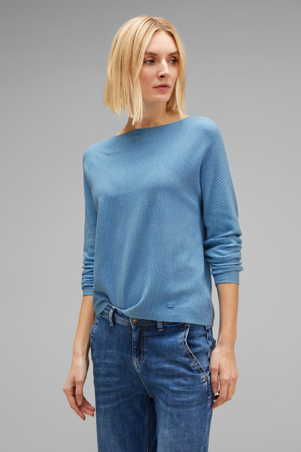 Pull col rond Bleu - STREET ONE