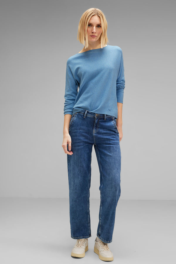 Pull col rond Bleu - STREET ONE
